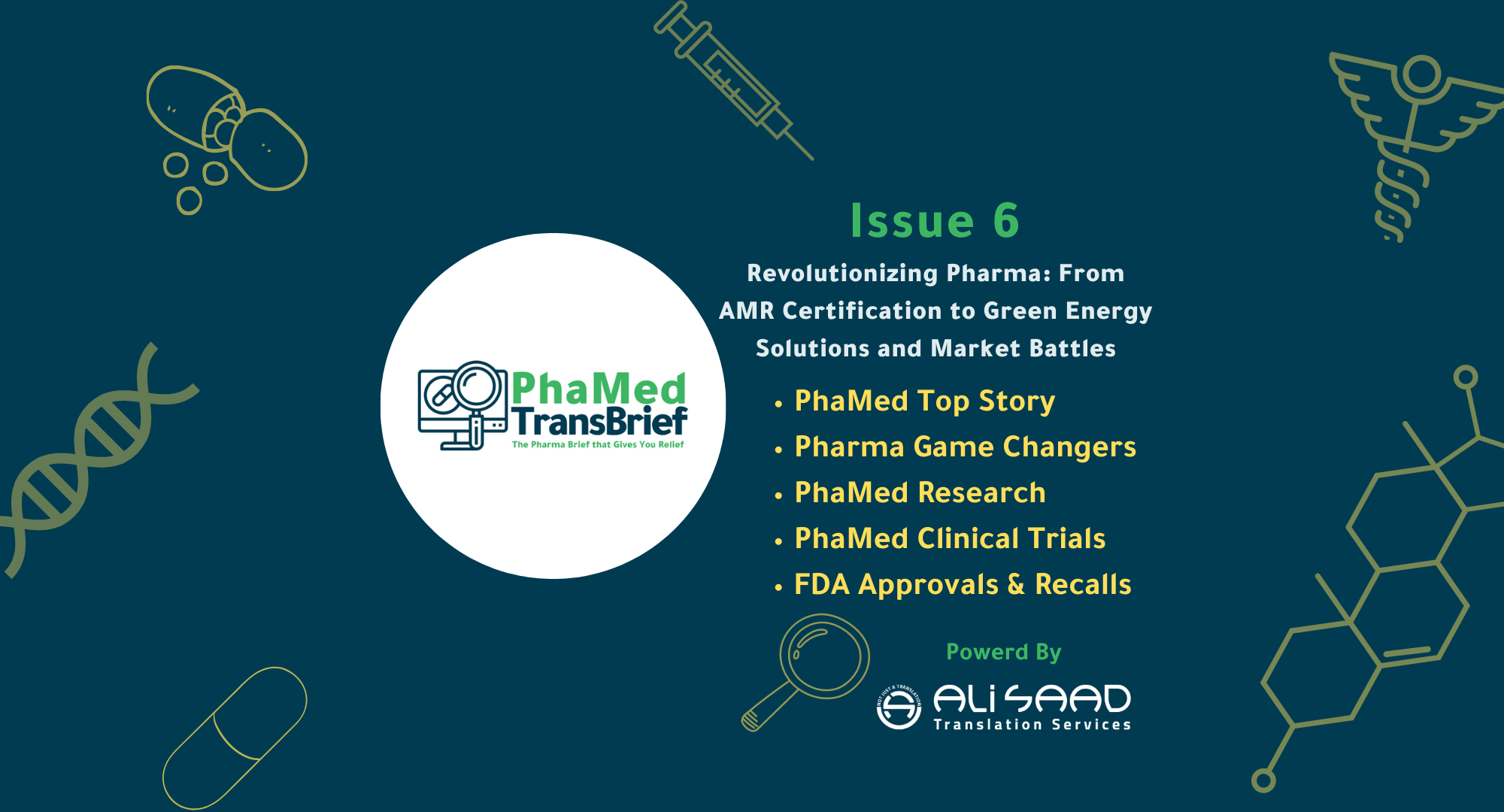 PhaMed Issue 6 Web Version Featured Image, made by Ali Saad Arabic Translation Services for Pharma Industry Professionals.